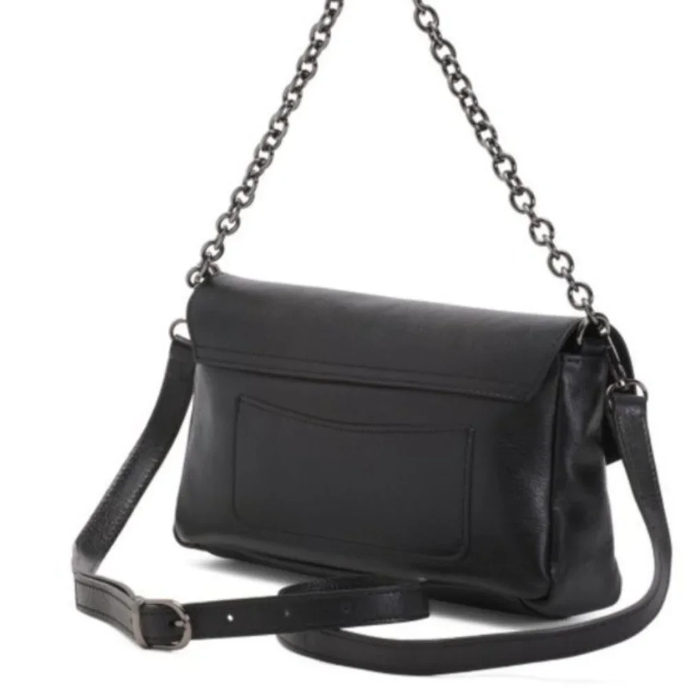 House of Harlow 1960 Gen Leather Crossbody Handbag Black Italy Bee Accent